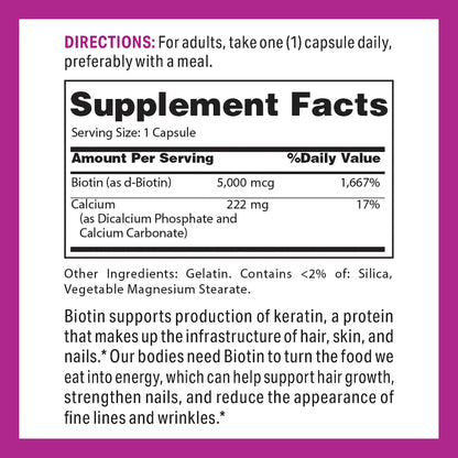 Vitamin World Super Biotina 5000 mcg, 120 – El funcionamiento normal del sistema nervioso. – Image 2