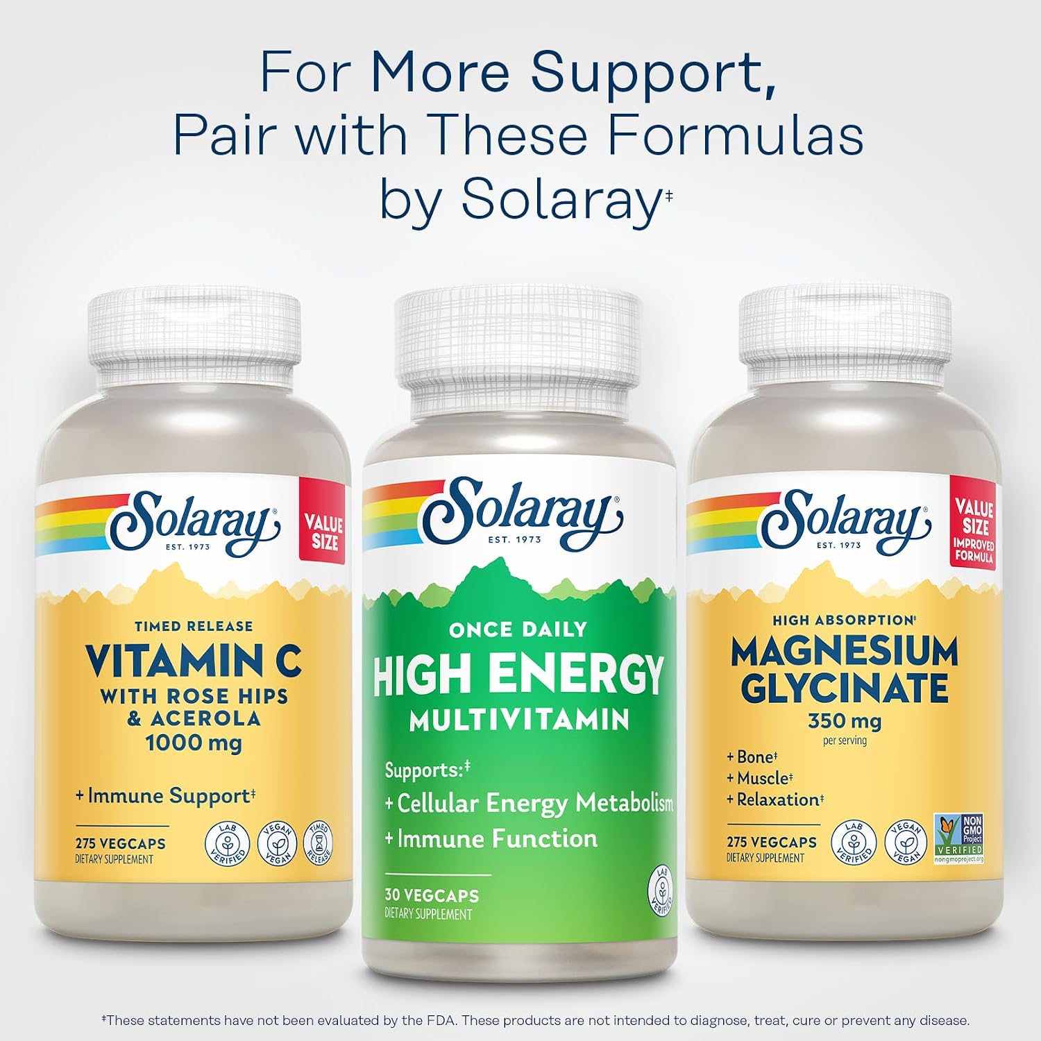 SOLARAY Once Daily High Energy Multivitamin – Mujeres y Hombres – 30 VegCaps