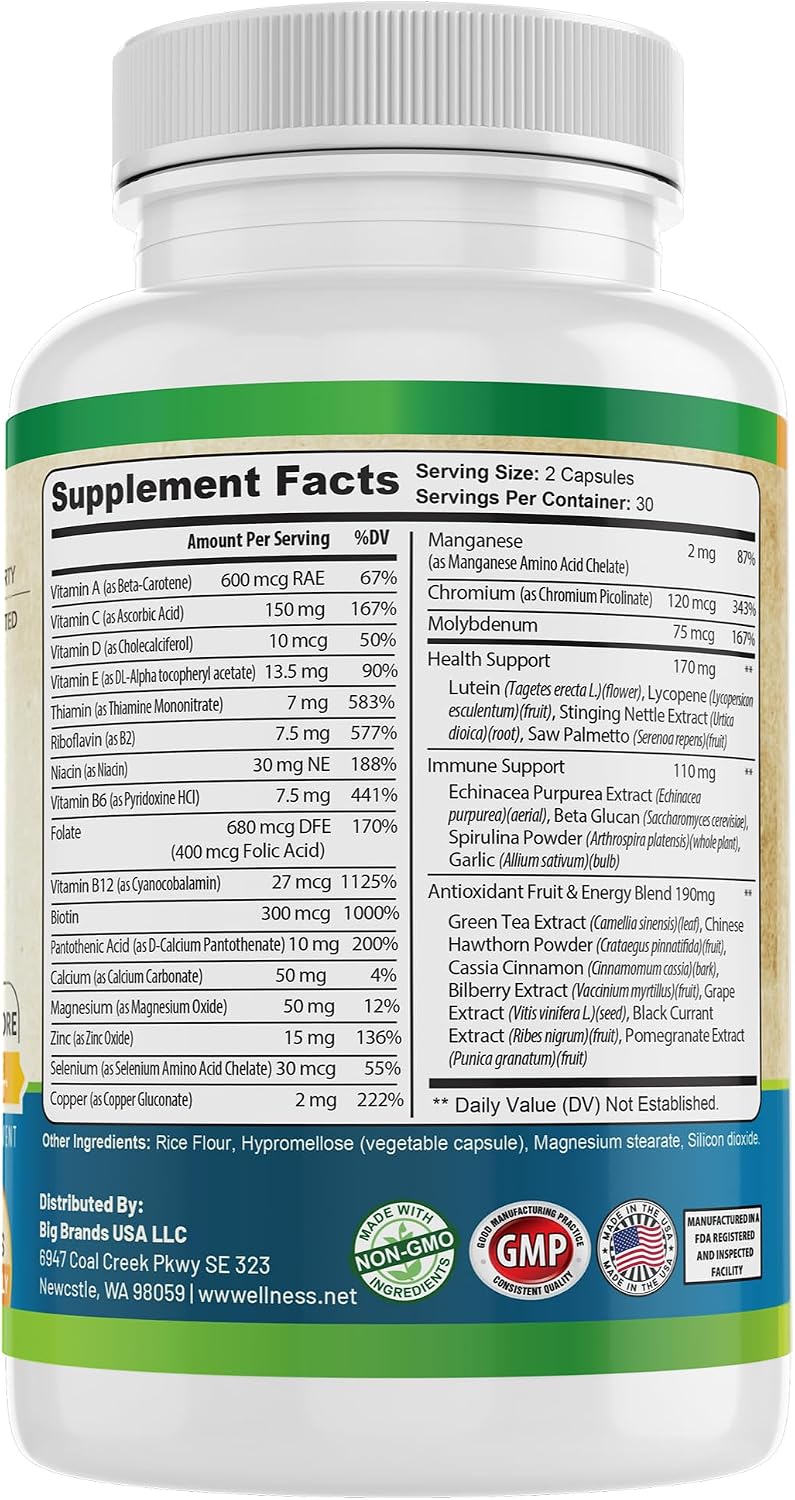 Whole World Wellness Multivitamínico Diario para Hombres - 30+ Nutrientes, Energía y Rendimiento