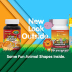 Natures Plus Animal Parade Vitamina D3 Sin Azúcar para Niños - 500 UI - Sabor Cereza Negra - 90 Comprimidos Masticables con Forma de Animal