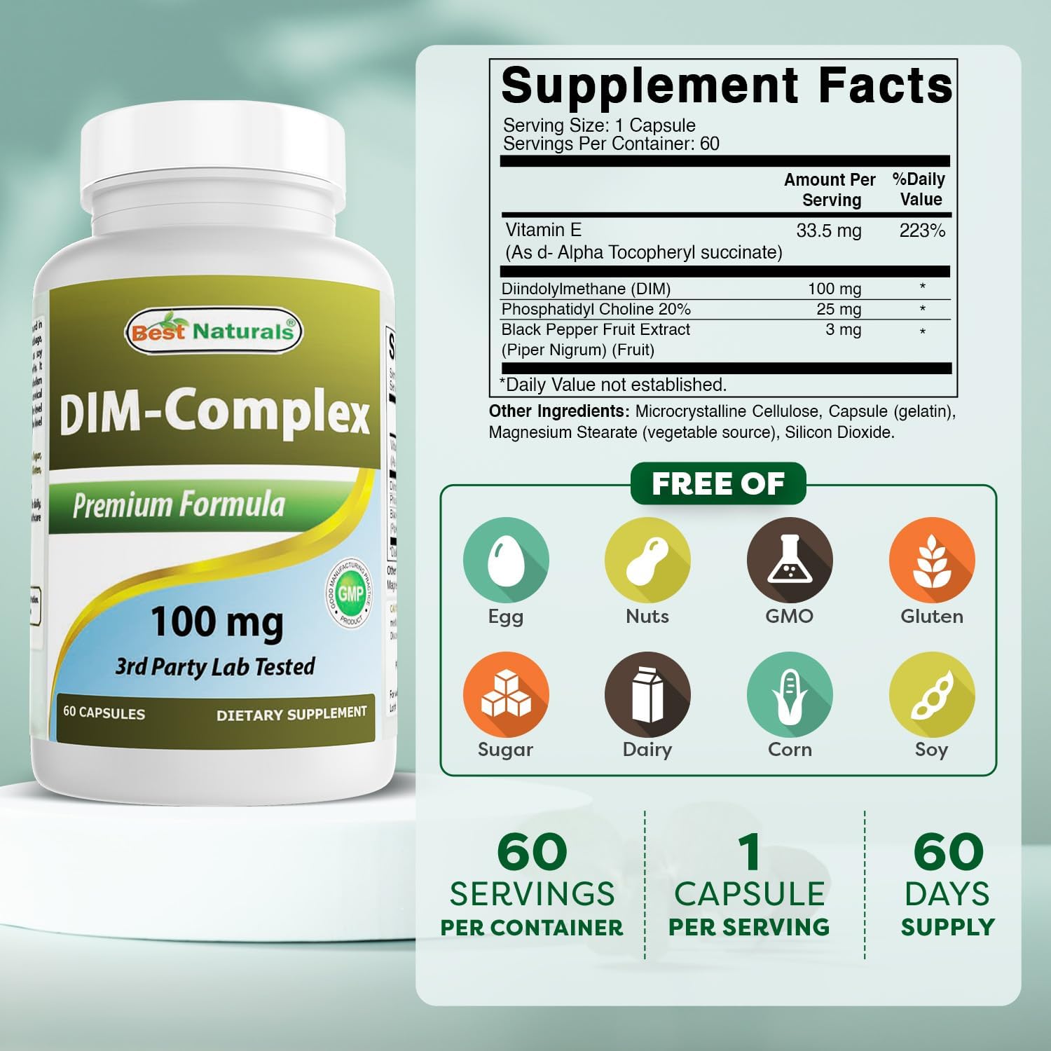 Best Naturals Complejo DIM 100 mg 60 Cápsulas