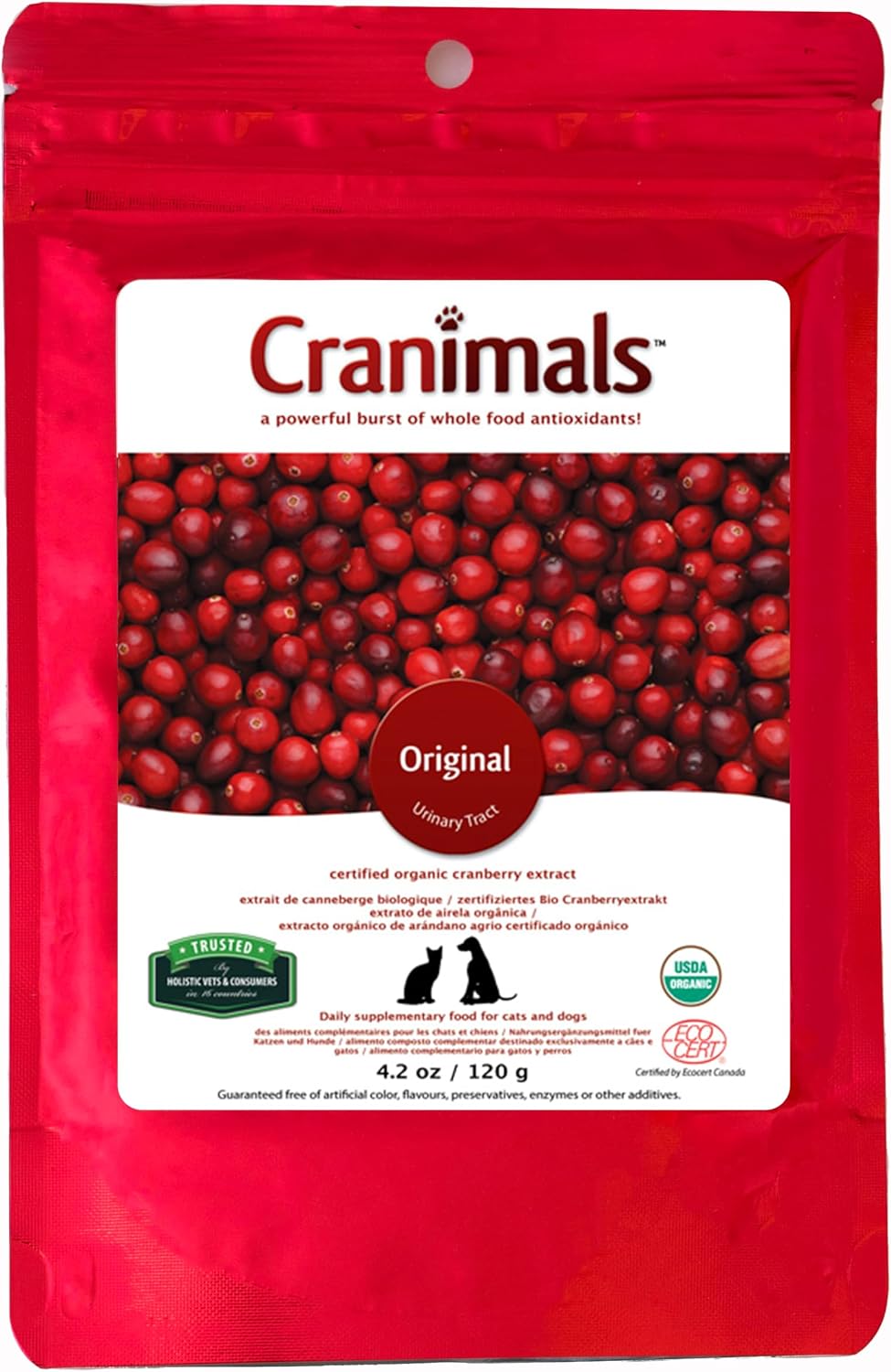 Cranimals Suplemento Orgánico de Arándano para Perros y Gatos - 60g (2000mg por dosis)