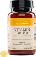 NatureWise Vitamina D3 4000 UI + K2 (MK-7) 100 mcg con Aceite de Coco Virgen Extra Orgánico - 90 Cápsulas Blandas