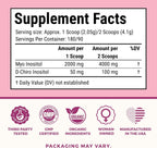 Suplemento de Myo e Inositol D-Chiro 40:1 para Ciclos y Fertilidad, 180 Porciones | 2000 mg de Myo-Inositol y 50 mg de D-Chiro para Batidos, Té y Bebidas - Fabricado en EE. UU. 13.02 oz de Inositol en Polvo para el Bienestar Femenino