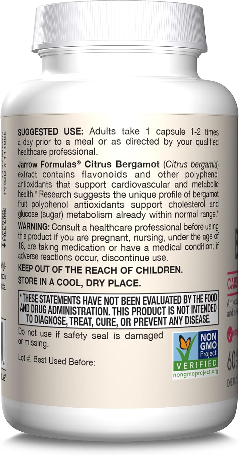 Jarrow Formulas Bergamota Cítrica 500 mg - 60 Cápsulas Vegetales