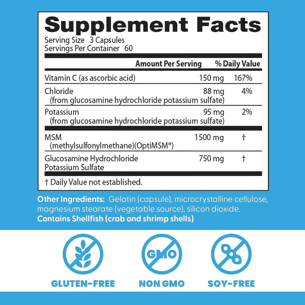 Doctor's Best Fórmula Sinérgica de Glucosamina con MSM, 180 Cápsulas