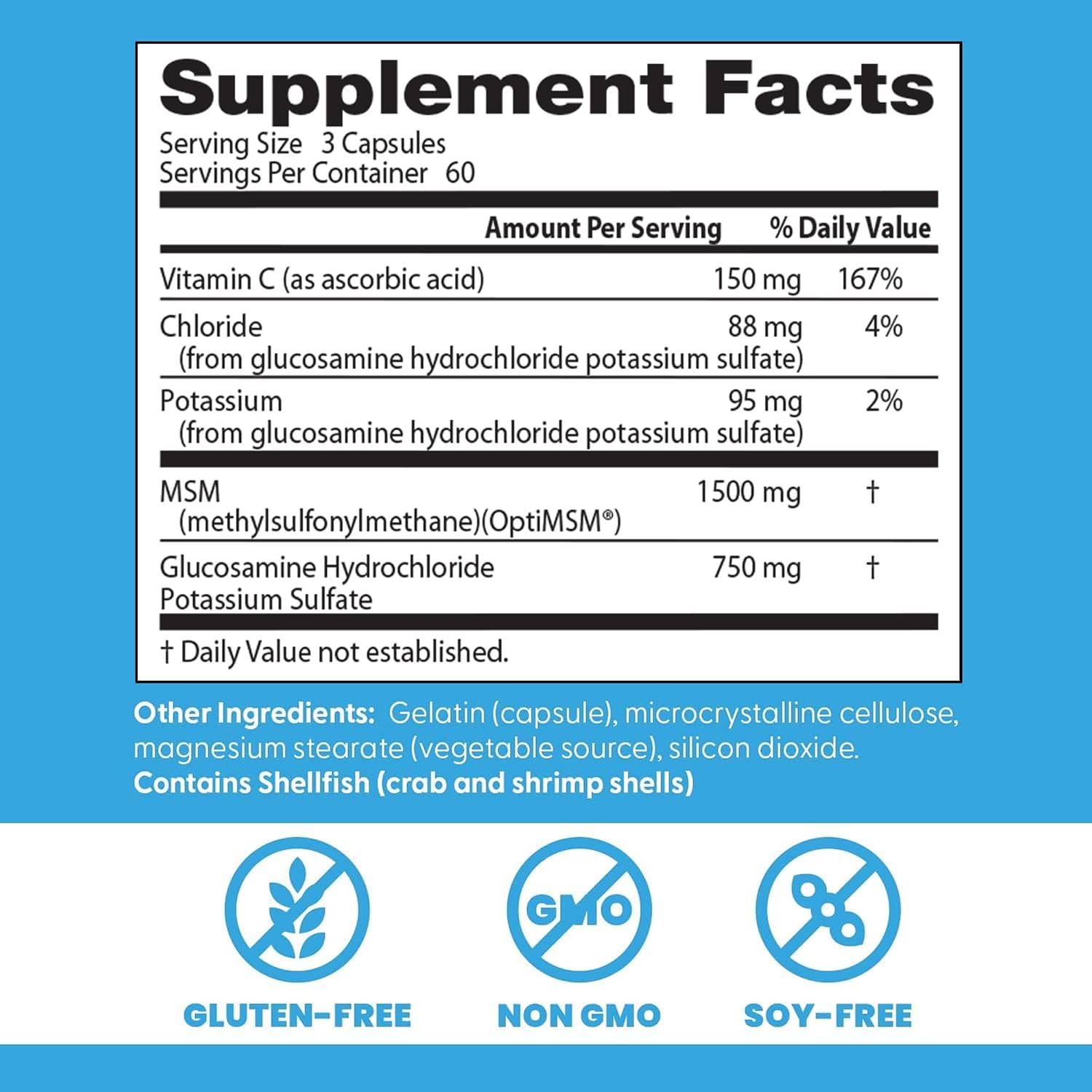 Doctor's Best Fórmula Sinérgica de Glucosamina con MSM, 180 Cápsulas