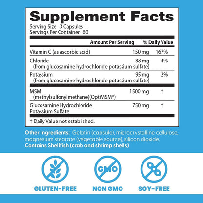 Doctor's Best Fórmula Sinérgica de Glucosamina con MSM, 180 Cápsulas – Image 3