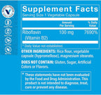 The Vitamin Shoppe Riboflavina Vitamina B2 100mg - 100 Cápsulas