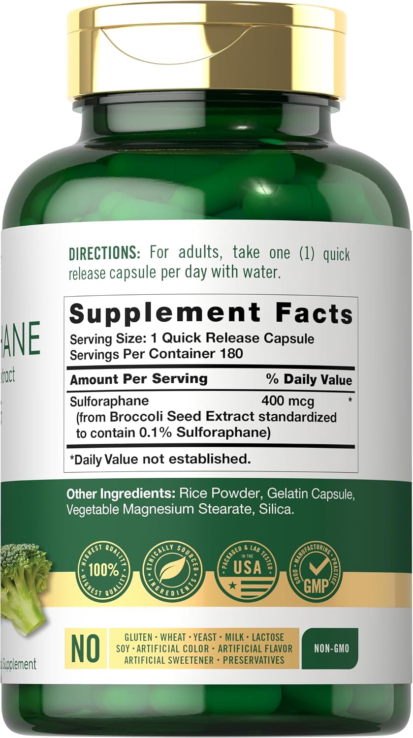 Carlyle Sulforafano 400 mcg - 180 Cápsulas de Extracto de Semilla de Brócoli