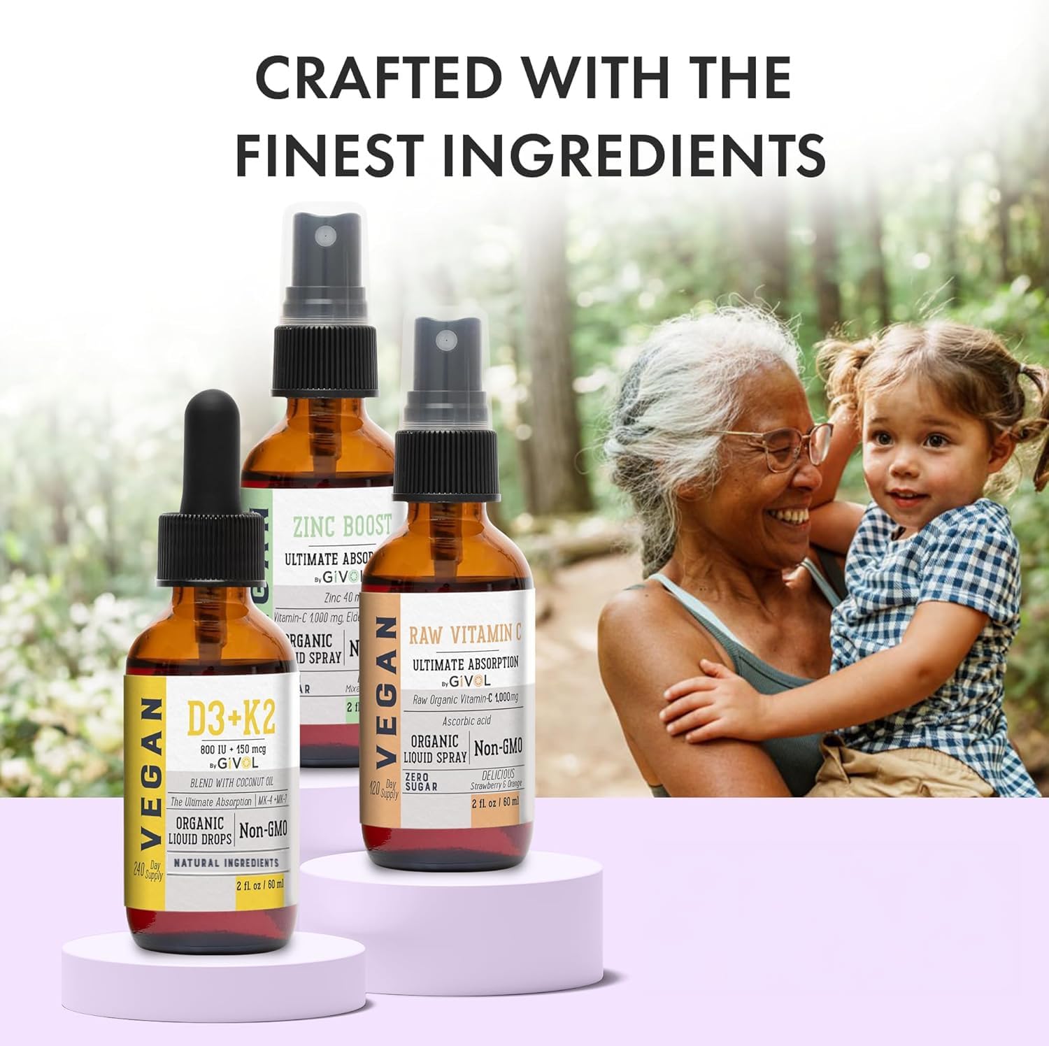 GIVOL Complejo de Vitaminas C, D3, K2 y Zinc Picolinato - Spray Líquido - 180 Días de Suministro