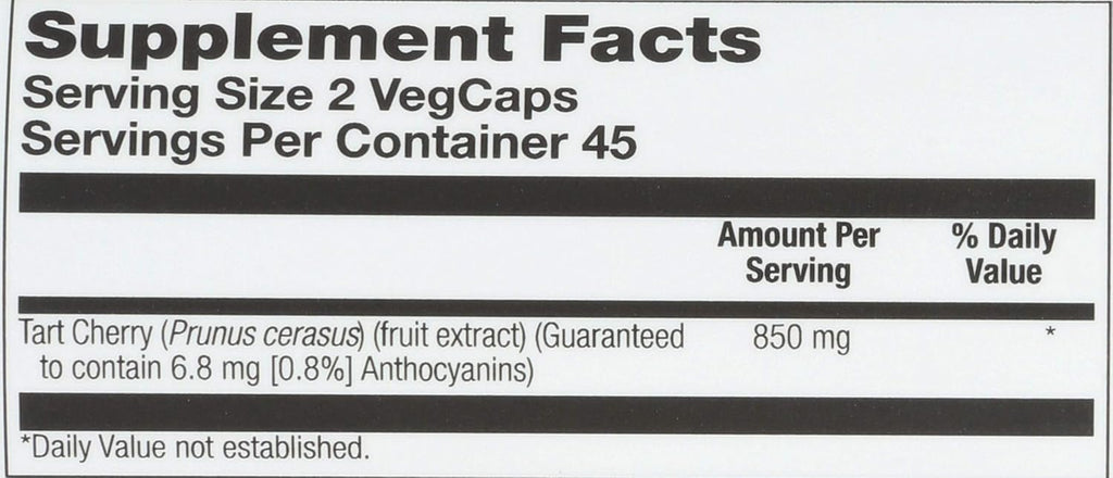 SOLARAY Extracto de Cereza Ácida 425mg | 90 Cápsulas | Concentrado con Antocianinas