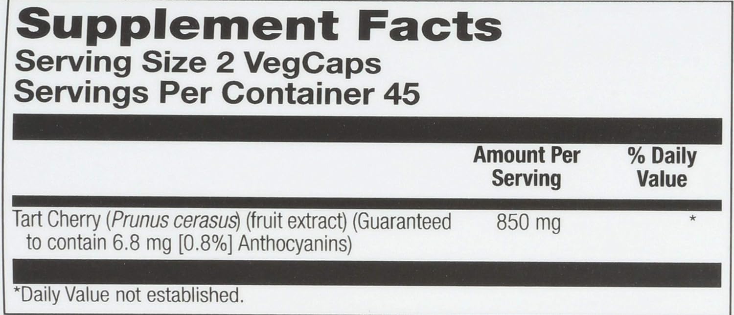 SOLARAY Extracto de Cereza Ácida 425mg | 90 Cápsulas | Concentrado con Antocianinas