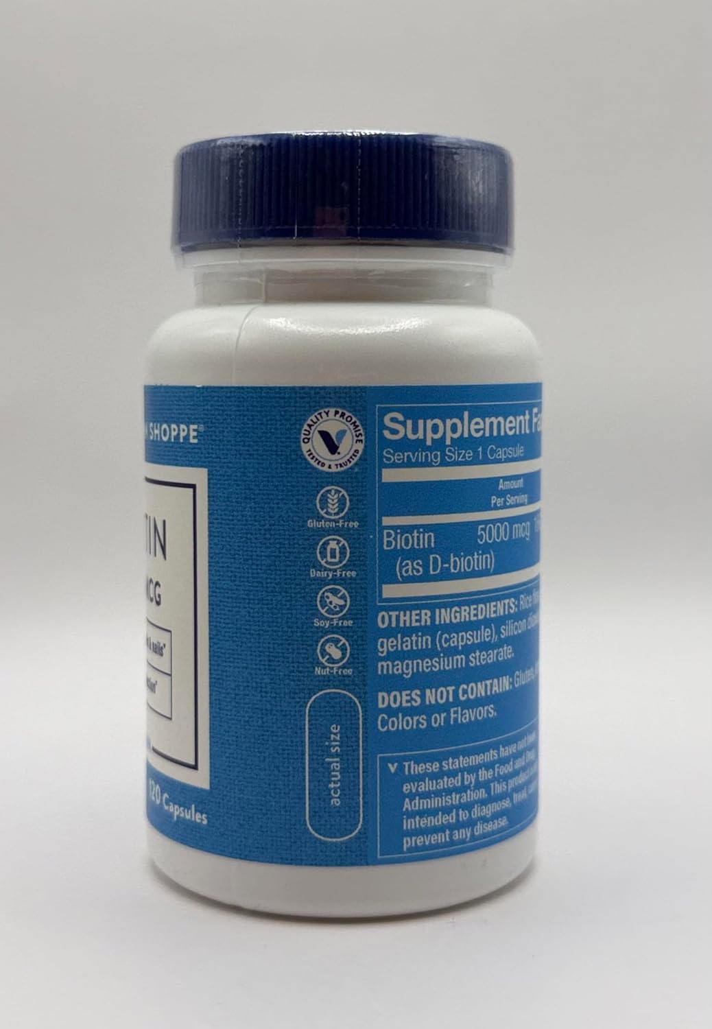 The Vitamin Shoppe Biotina 5.000 mcg - Apoyo para el cabello, piel y uñas, vitamina B de alta potencia (120 cápsulas)