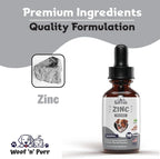 Zinc para Perros - Suplemento de Zinc Líquido para la Piel, el Pelaje y la Salud Inmunológica - 1 fl oz - Sabor a Bacon