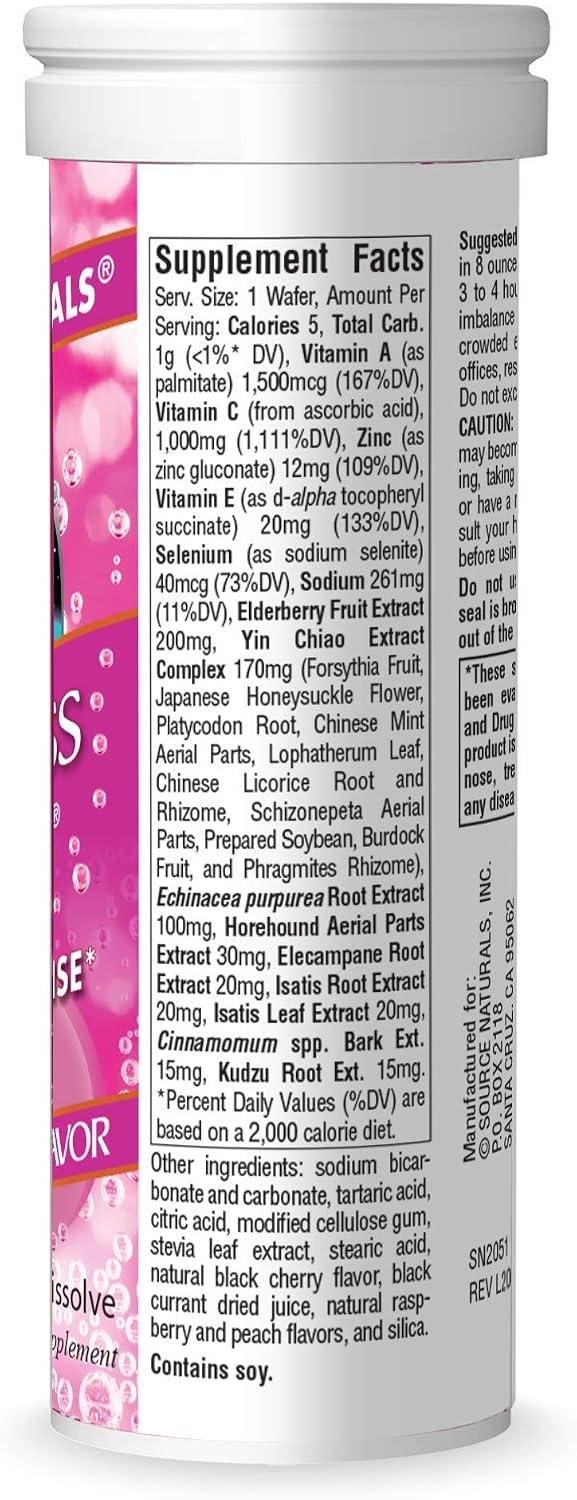 Source Naturals Wellness Fizz, Sabor Natural a Bayas - 10 Obleas