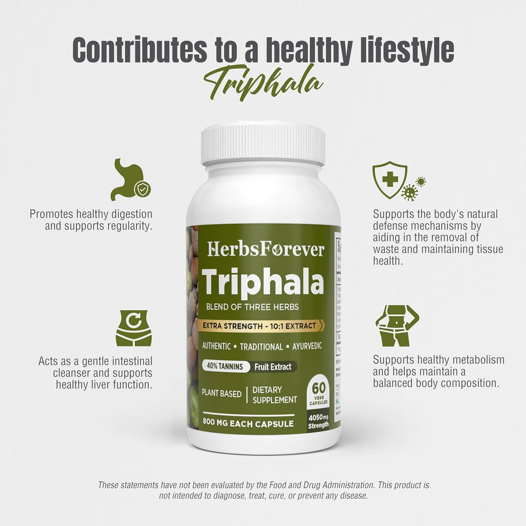 Triphala Extracto 8:1 Cápsulas – Herbsforever (60 Cápsulas Veganas)