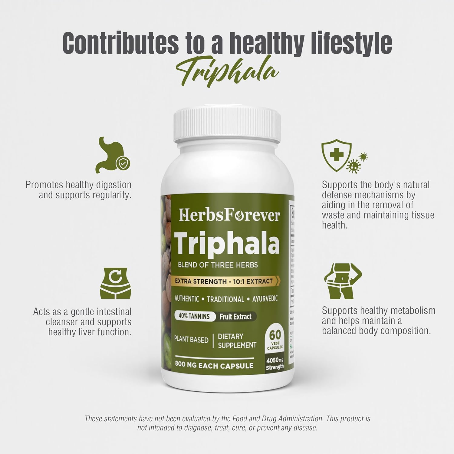 Triphala Extracto 8:1 Cápsulas – Herbsforever (60 Cápsulas Veganas)