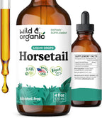 Wild & Organic Tintura de Cola de Caballo - Apoyo para Cabello, Piel y Uñas - Suplemento Líquido Vegano sin Alcohol - 118 ml