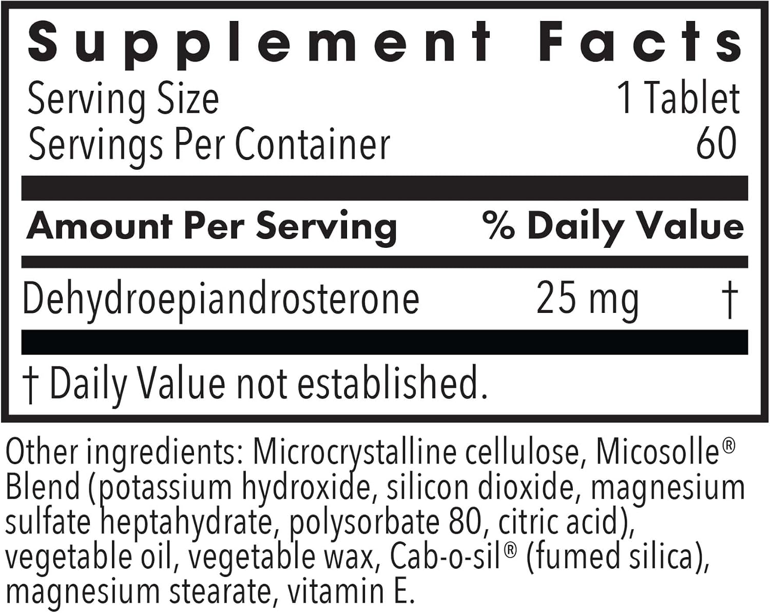 Allergy Research Group DHEA 25 mg Micronizado - Matriz Lipídica - 60 Cápsulas