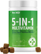 Pet MD Multivitamínico 5en1 para Perros - 30 Vitaminas, Minerales y Nutrientes Esenciales - 60 Comprimidos