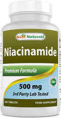 Best Naturals Niacinamide 500 mg 240 Comprimidos (Apto para Vegetarianos) - Forma No Flush de Niacina (Vitamina B3)