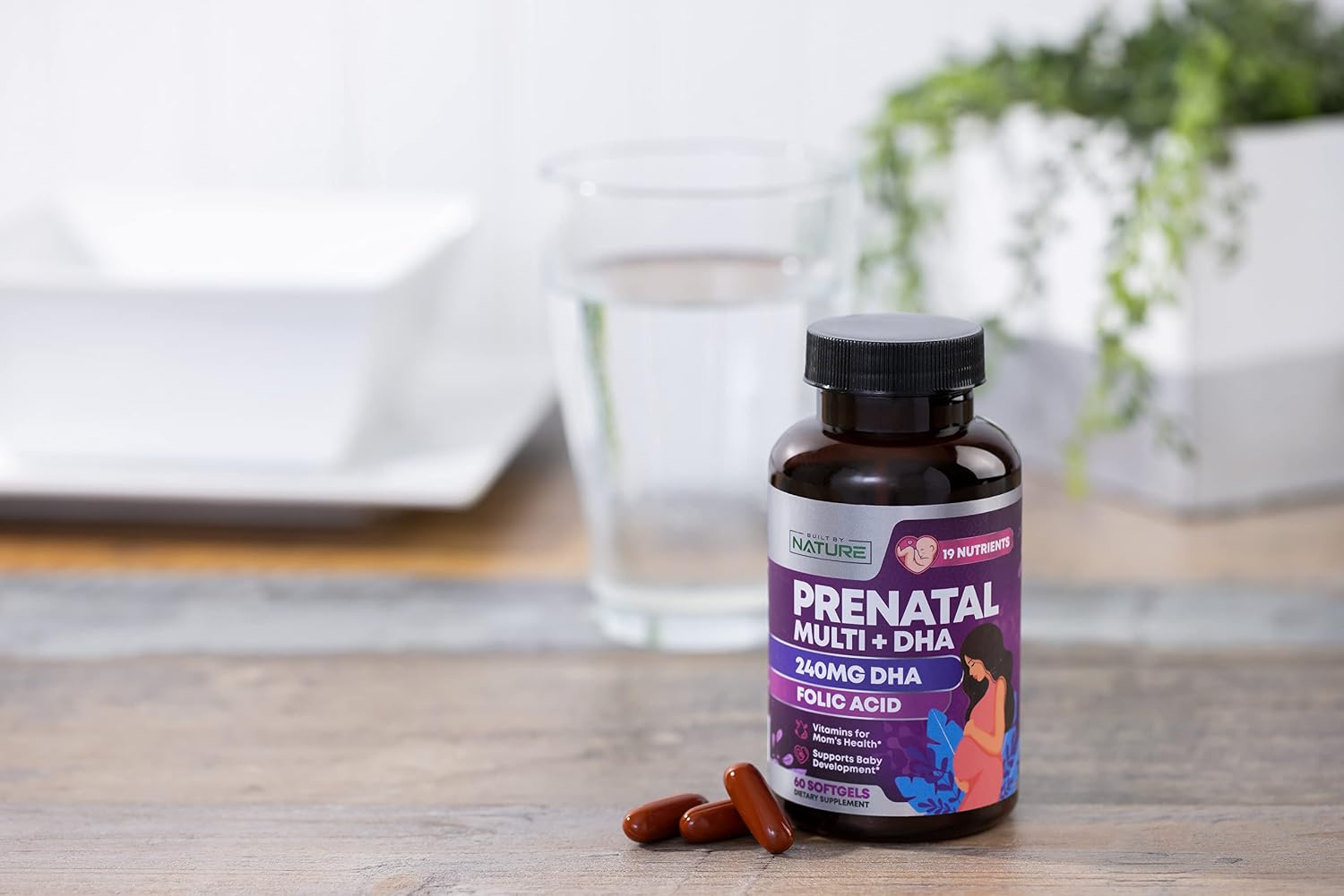Vitaminas Prenatales de Built by Nature | 60 Cápsulas Blandas