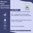 Mi Nature Alumbre en Polvo de Potasio (Fitkari/Phitkari) - 100% Natural para el Cuidado de la Piel, Acné, Control de Olores y Purificación de Agua - Mascarilla Facial para Refinar Poros - 100g