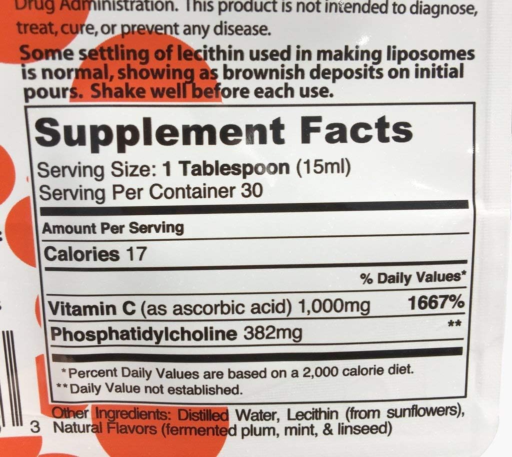 Lipo Naturals Vitamina C Liposomal 1000 mg Líquido (2 Paquetes, 60 Dosis) - Fórmula Natural, Vegano, Sin China