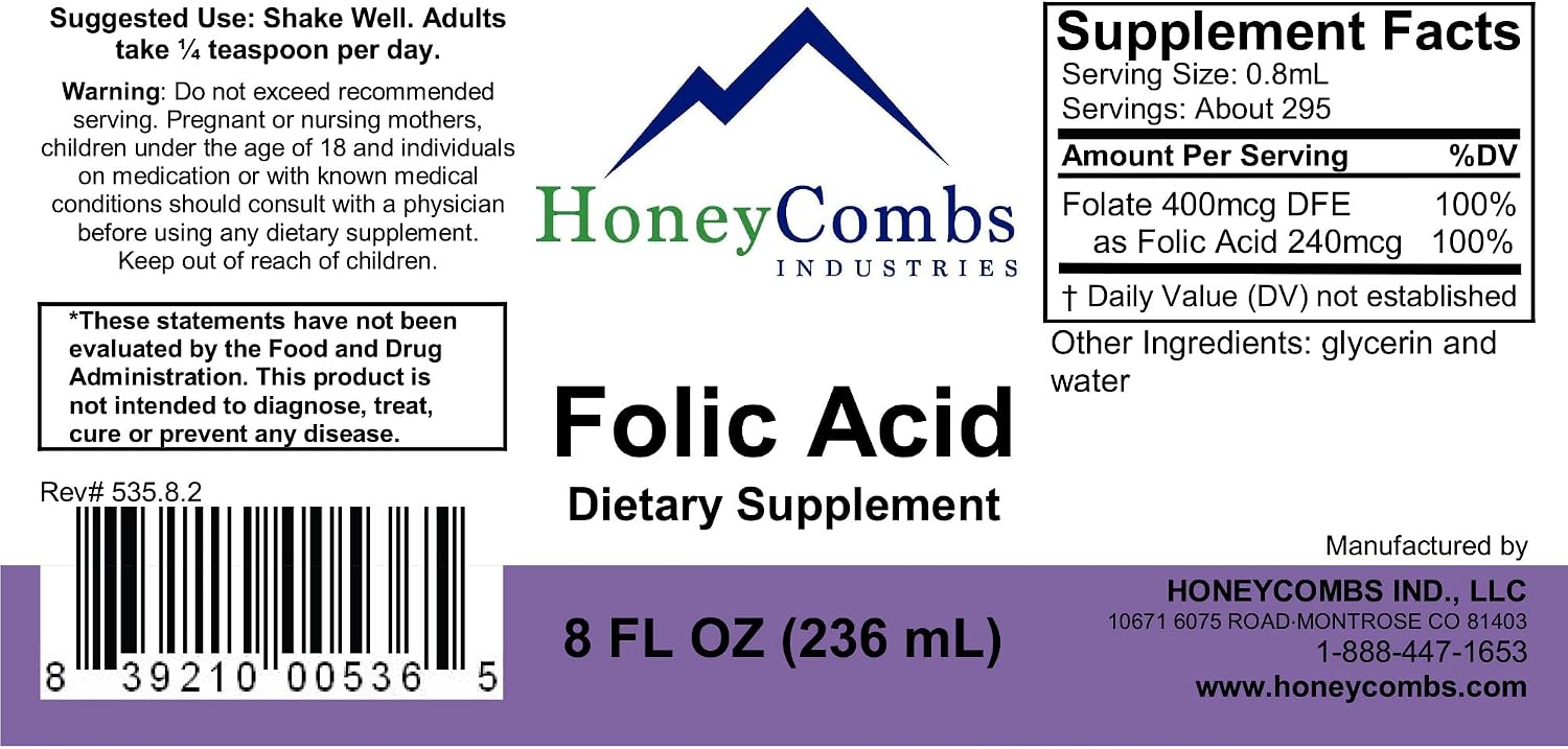 HoneyCombs B9 Folato Prenatal Complemento Líquido, 237 ml