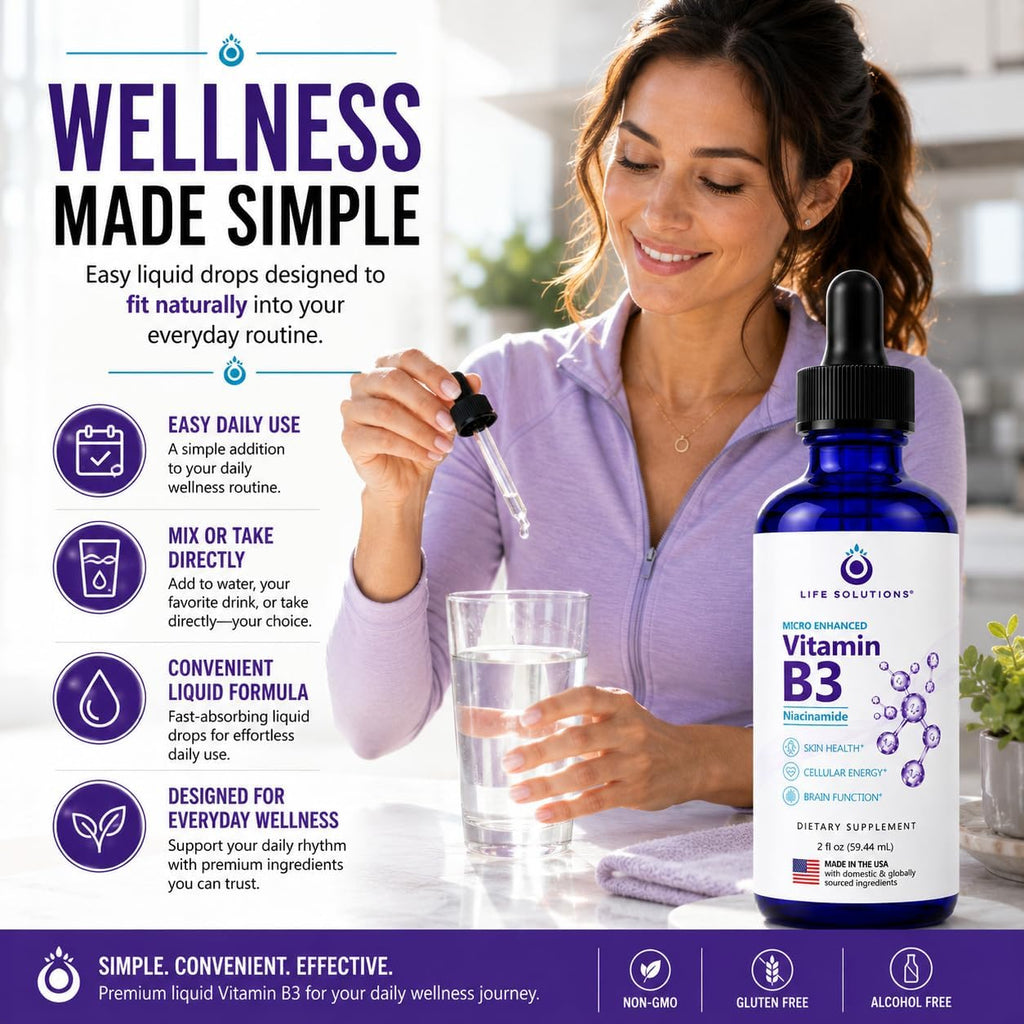 Life Solutions Gotas de Vitamina B3 Niacinamida 60 ml | Suplemento Sin Sofocos