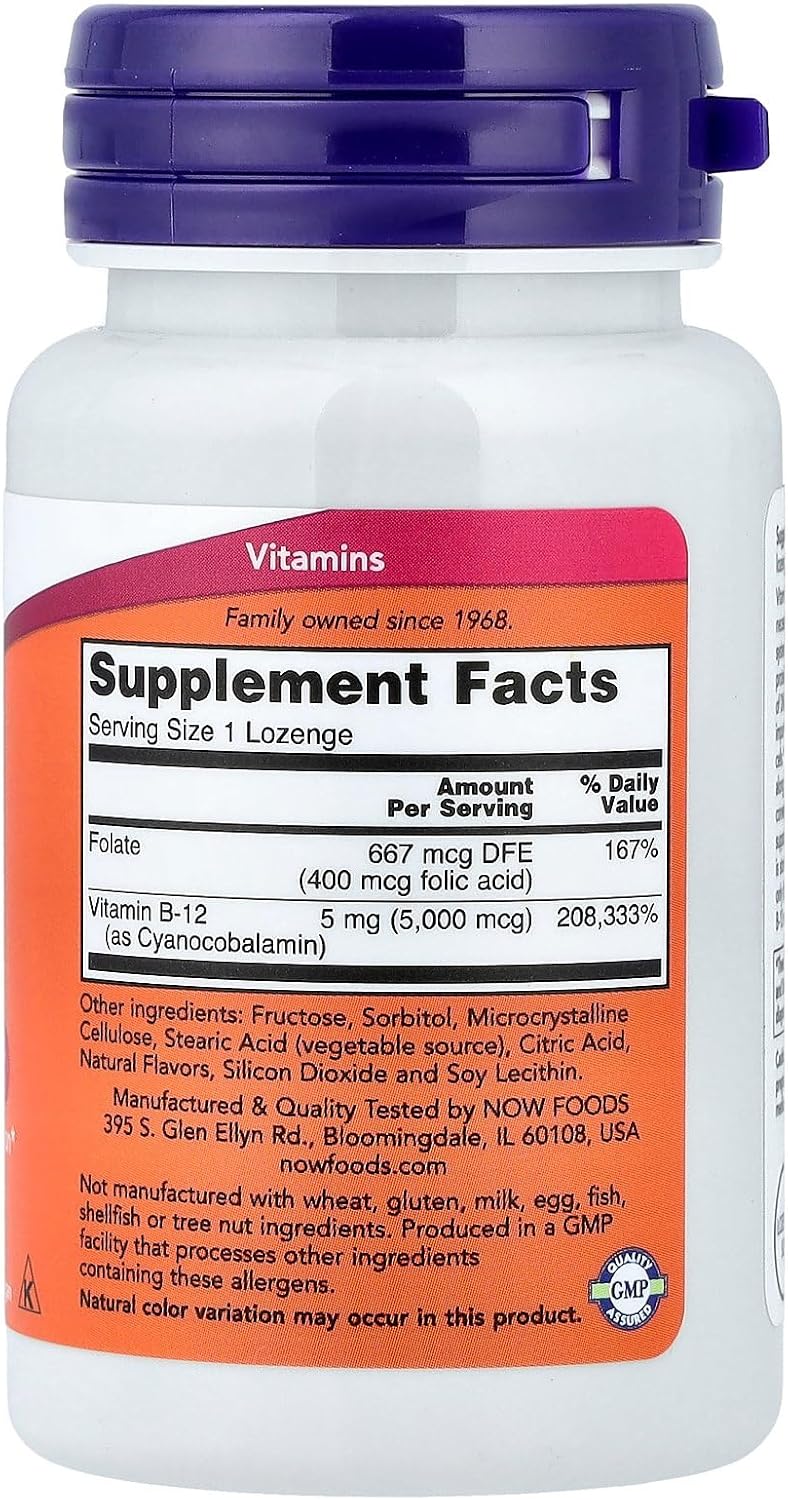 NOW B-12 5,000 mcg Comprimidos, 60 uds