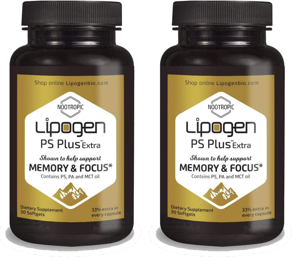 Lipogen PS Plus Extra – Suplemento Cerebral con Fosfatidilserina 133mg – Memoria y Enfoque – 60 Cápsulas (Pack de 2)