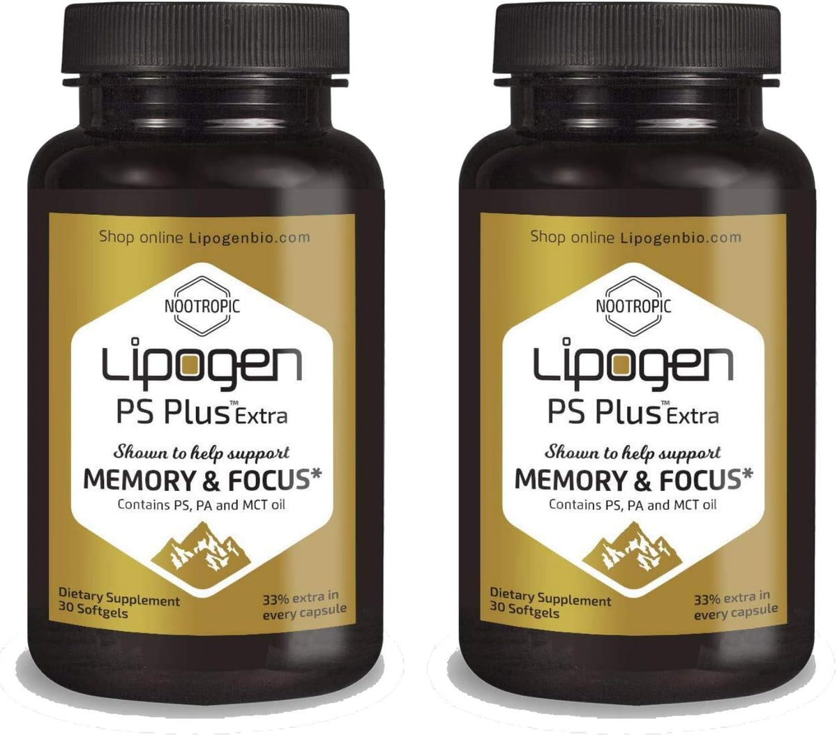 Lipogen PS Plus Extra – Suplemento Cerebral con Fosfatidilserina 133mg – Memoria y Enfoque – 60 Cápsulas (Pack de 2) – Image 1