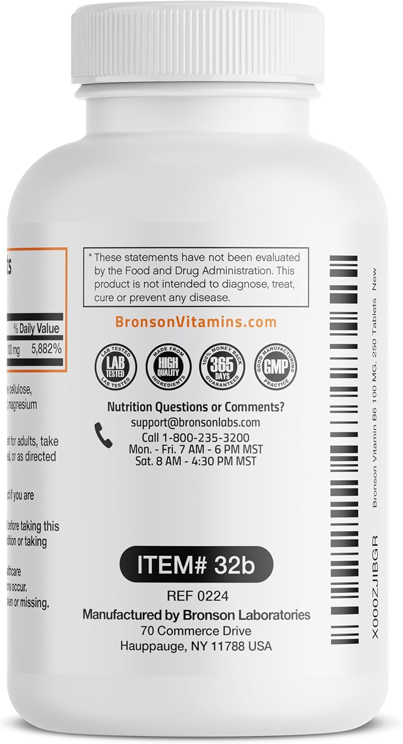 Bronson Vitamina B6 100 mg, 250 Comprimidos