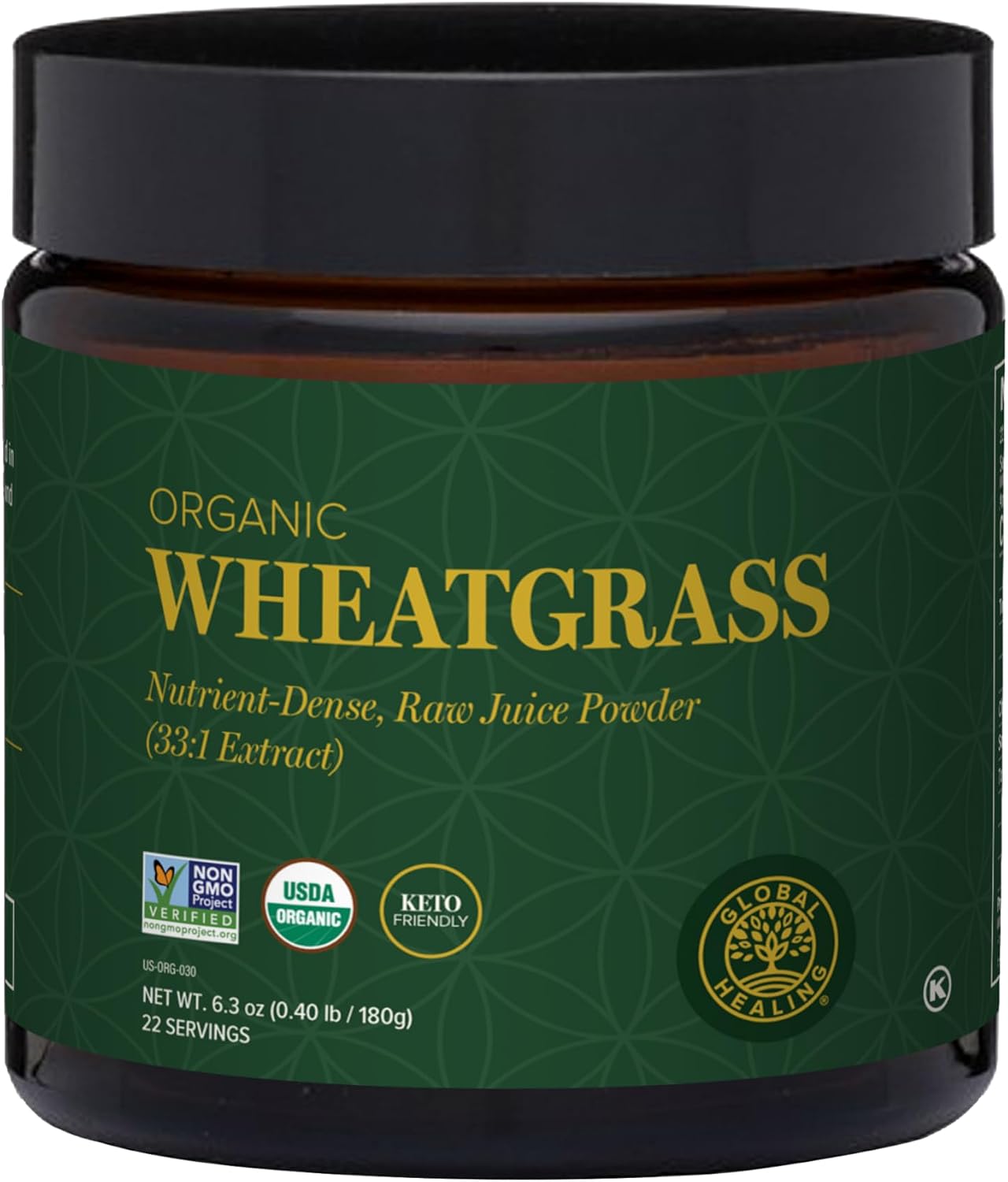 Global Healing Polvo de Hierba de Trigo Orgánico 180g - Rico en nutrientes, jugo de hierba de trigo crudo (extracto 33:1) con antioxidantes para apoyo inmunológico y energía - Procesado en frío, No GMO