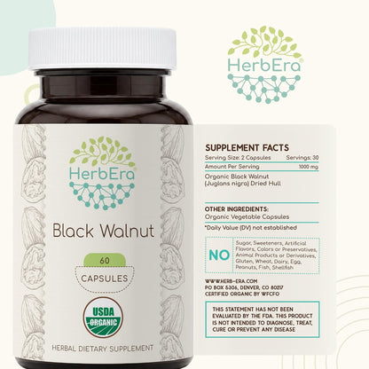 HerbEra Black Walnut 500 mg | Cápsulas Veganas Orgánicas USDA | Apoyo Digestivo y Antioxidante – Image 5