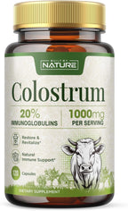 Built by Nature Suplemento de Calostro Bovino, 120 Cápsulas - 1000 mg de Polvo de Calostro de Pasto, 20% IgG