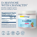 SOLARAY D-Mannose con CranActin Arándano Rojo Extracto en Polvo, 2000 mg, 30 Servicios