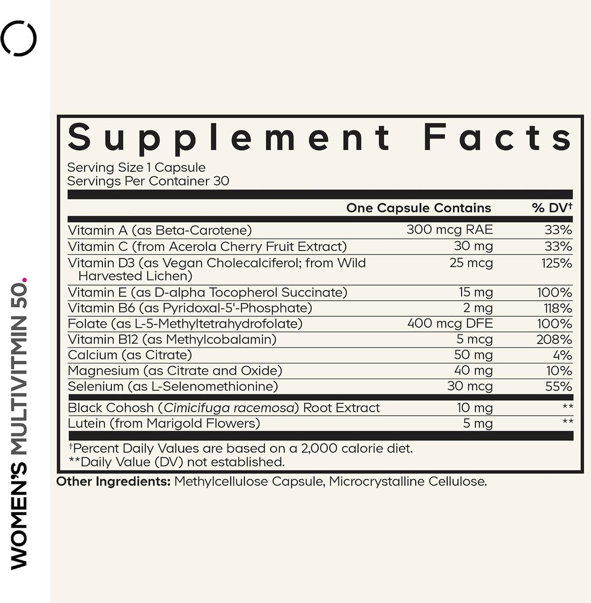 Codeage Women’s Multivitamin 50 - Essential Vitamins for Women Over 50, Methylated Folate, Magnesium, Selenium, Vitamin B6, B12, D3 Antioxidants - 1 Pill Per Serving - Gluten-Free - 30 Capsules - görsel 2