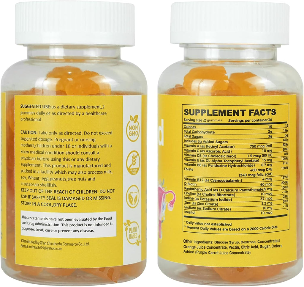 Aromlife Fibro Inositol Gummies - Gominolas de Inositol con Folato y Vitaminas B6 y B12, 60 Gominolas Sabor Naranja para Mujeres