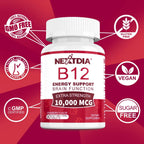 Nextdia Vitamina B12 10.000 mcg Metilcobalamina Sublingual - 180 Comprimidos Sabor Fresa