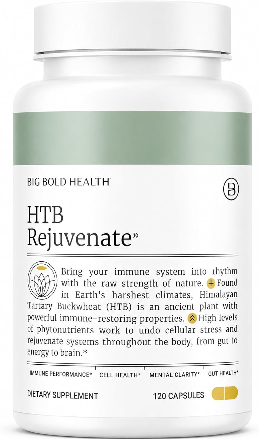 BIG BOLD HEALTH HTB Immune Rejuvenate – Trigo Sarraceno del Himalaya – Suplemento de Polifenoles – Sin Gluten, Sin Lácteos, No Transgénico – 120 Cápsulas Vegetales