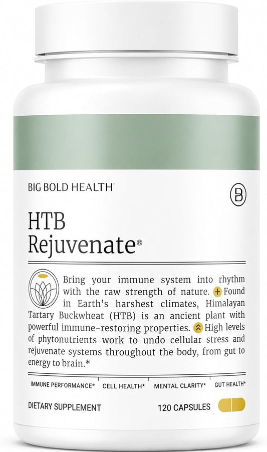 BIG BOLD HEALTH HTB Immune Rejuvenate – Trigo Sarraceno del Himalaya – Suplemento de Polifenoles – Sin Gluten, Sin Lácteos, No Transgénico – 120 Cápsulas Vegetales