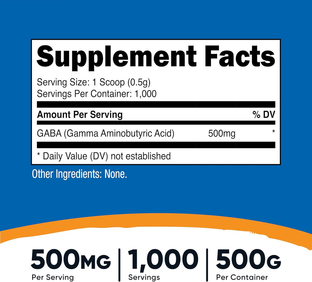 Nutricost GABA puro 500 g en polvo (ácido gamma-aminobutírico)