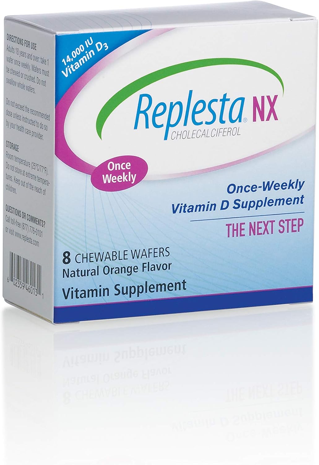 Replesta NX 14000 UI Vitamina D3 (Colecalciferol) - Oblea Masticable Semanal, Sabor Naranja Natural, 8 Unidades