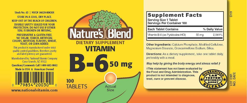 Nature's Blend Vitamina B-6 50 mg