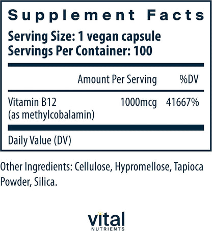 Vital Nutrients Vitamina B12 1000mcg - – El funcionamiento normal del sistema nervioso – Image 2