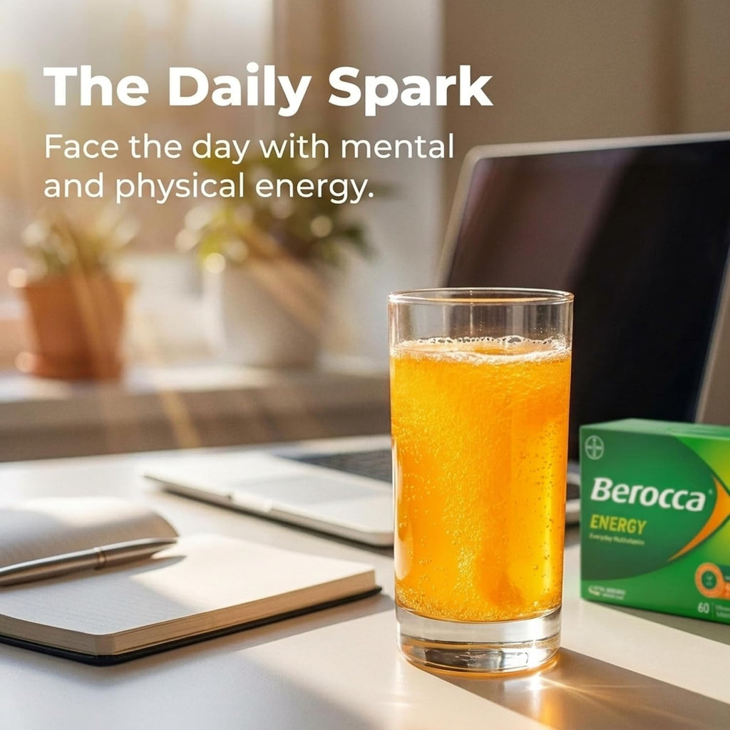 Berocca Energy Vitaminas B y C Sabor Naranja Tabletas Efervescentes 60 unidades