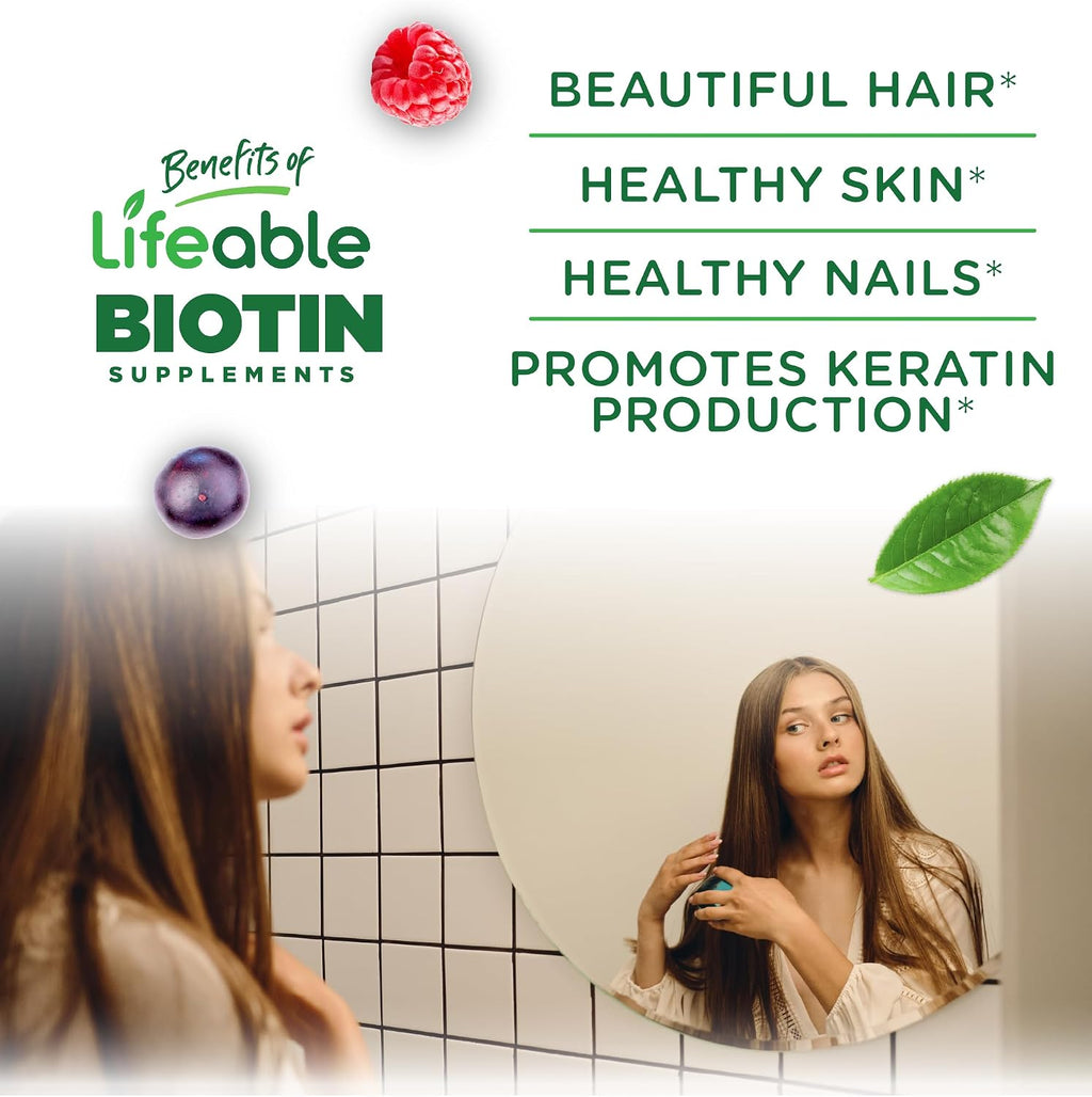Lifeable Biotina 10000mcg Gominolas – Vitamina B7 – 90 Gominolas Veganas